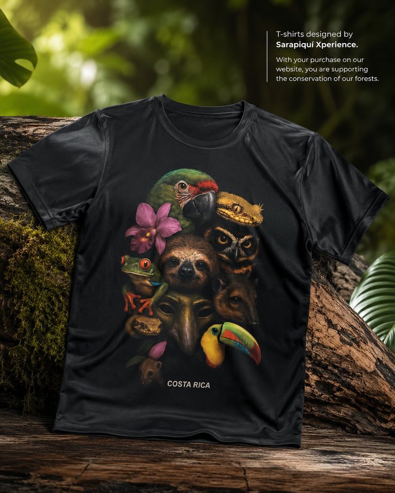Camiseta con ilustración de fauna silvestre costarricense